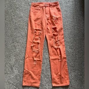 Shein Coral Ripped Jeans